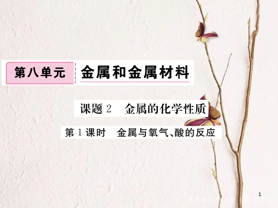 （安徽专版）九年级化学下册 8.2 金属的化学性质 第1课时 金属与氧气、酸的反应练习课件 （新版）新人教版_第1页