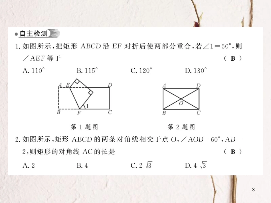 八年级数学下册 第2章 四边形 2.5 矩形（第1课时）习题课件 （新版）湘教版[共10页]_第3页