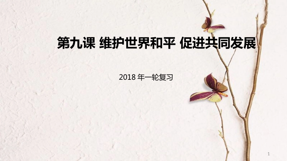 高考政治一轮复习 第四单元 当代国际社会 第九课 维护世界和平 促进共同发展课件 新人教版必修2_第1页