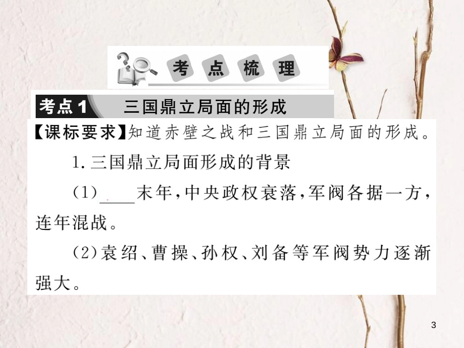 中考历史总复习 第一部分 中国古代史 第四学习主题 政权分立与民族融合课件_第3页