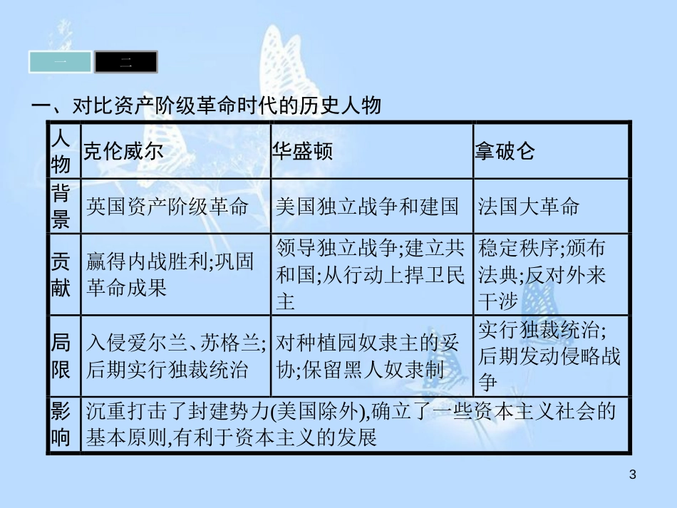 高中历史 第三单元 欧美资产阶级革命时代的杰出人物单元整合课件 新人教版选修4_第3页