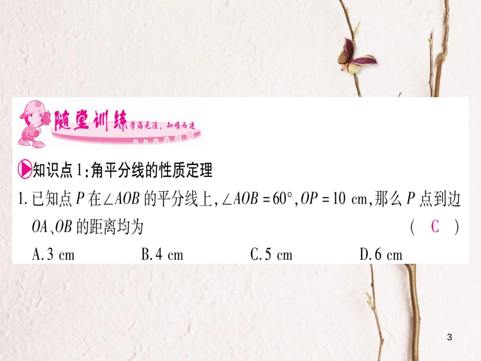 八年级数学下册 第1章 三角形的证明 1.4 角平分线习题课件 （新版）北师大版_第3页