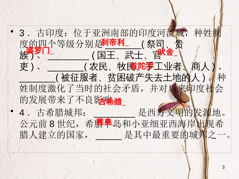 广东省年中考历史复习 第1轮 单元过关 夯实基础 考点晚诵 模块4 世界古代史课件_第3页