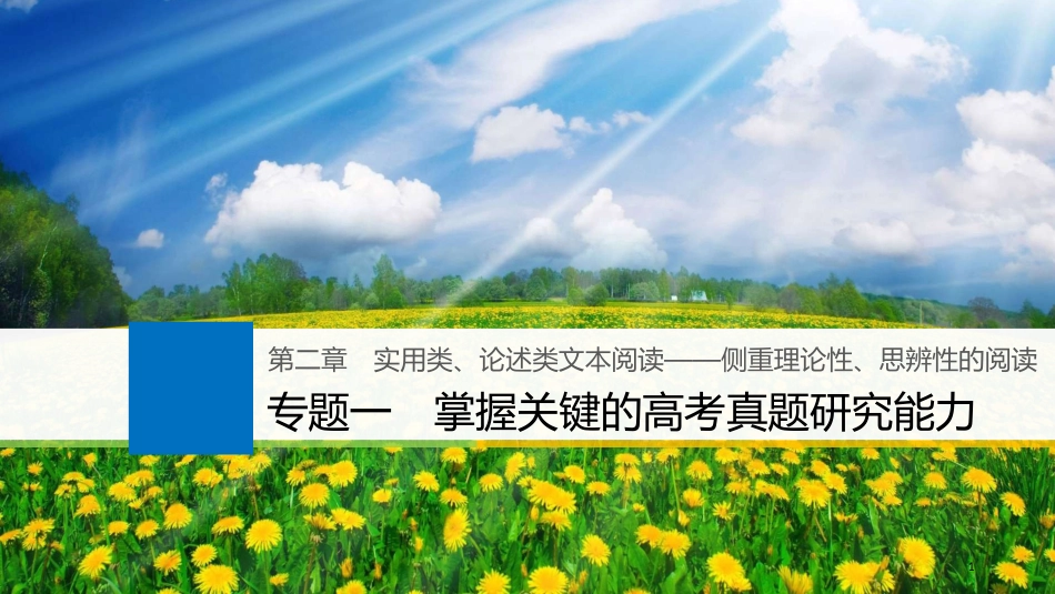 2019届高考语文一轮复习 第二章 实用类、论述类文本阅读-侧重理论性、思辨性的阅读 专题一 掌握关键的高考真题研究能力课件_第1页