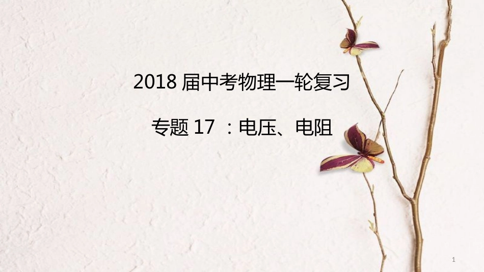中考物理一轮复习 专题突破17 电压、电阻课件 新人教版_第1页