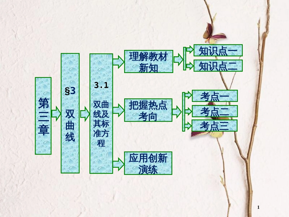 高中数学 第三章 圆锥曲线与方程 3.1 双曲线及其标准方程课件 北师大版选修2-1_第1页