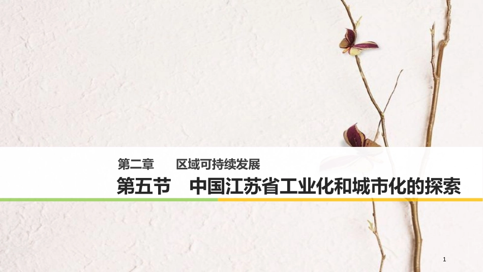 高中地理 第二章 区域可持续发展 第五节 中国江苏省工业化和城市化的探索同步备课课件 中图版必修3_第1页