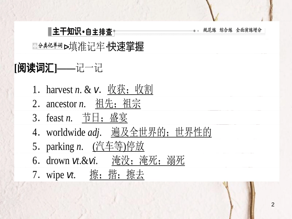 2019届高三英语一轮复习 Unit 1 Festivals around the world课件 新人教版必修3_第2页