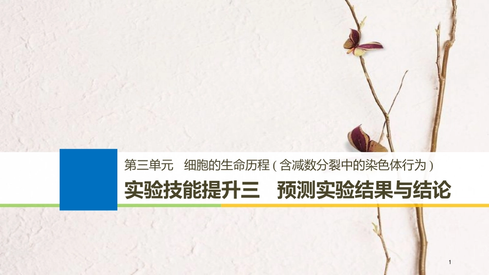 （浙江选考）2019版高考生物一轮总复习 第三单元 细胞的生命历程 实验技能提升三 预测实验结果与结论课件_第1页