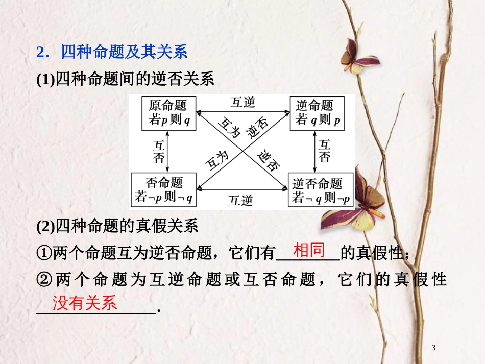 高考数学一轮复习 第1章 集合与常用逻辑用语 第3讲 命题、充分条件与必要条件课件 理 北师大版_第3页