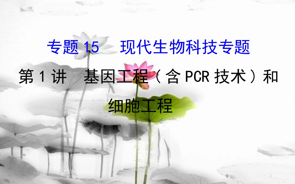 届高三生物二轮复习 2.15.1 基因工程（含PCR技术）和细胞工程课件_第1页