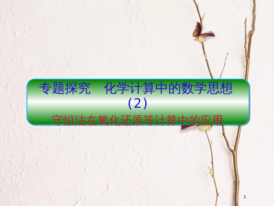 2019届高考化学一轮复习 第二章 化学物质及其变化 专题探究 守恒法在氧化还原等计算中的应用课件_第1页