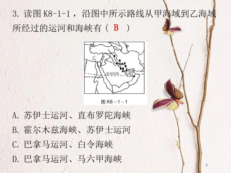 （广东专版）七年级地理下册 第八章 第一节 中东课堂十分钟课件 （新版）新人教版_第3页