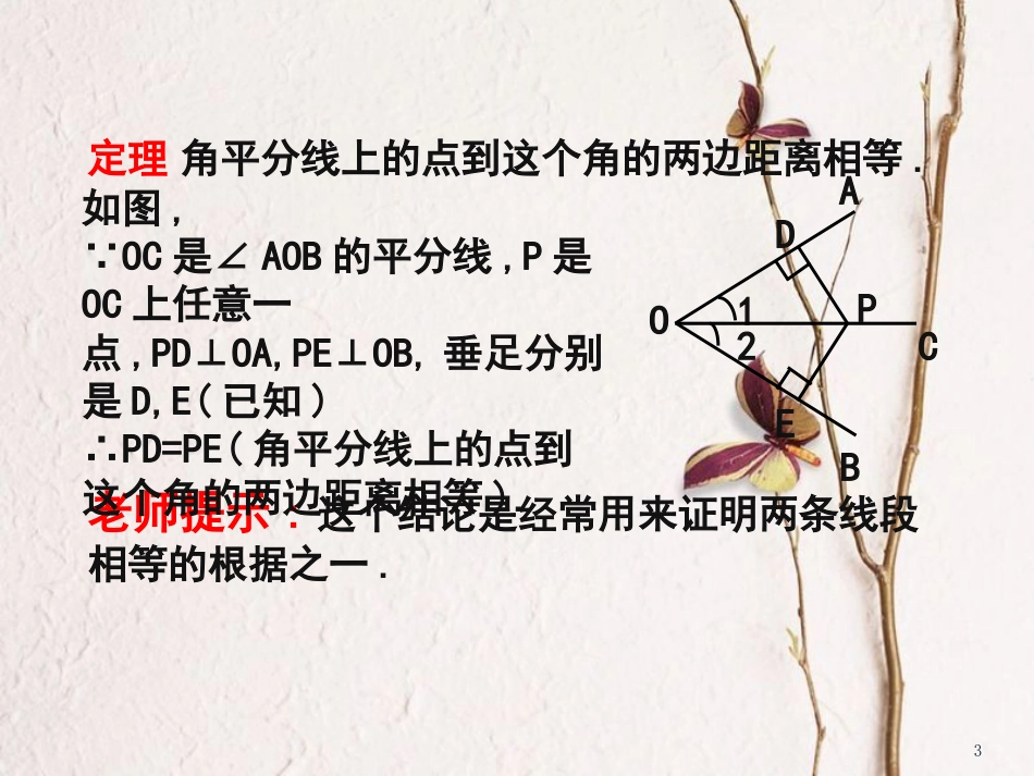 八年级数学下册 第一章《三角形的证明》1.4《角平分线》课件 （新版）北师大版_第3页