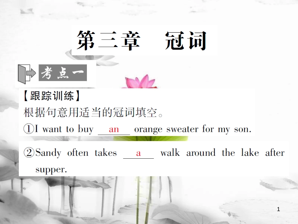 届中考英语复习 第二轮 语法突破 第三章 冠词课件_第1页