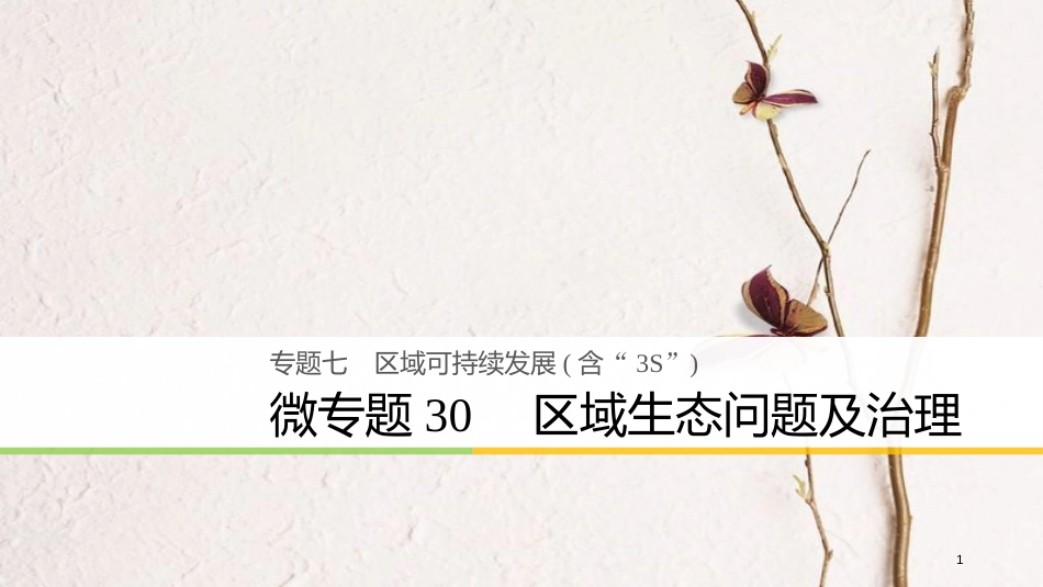 （浙江选考）版高考地理大二轮复习 专题七 区域可持续发展（含“3S”）微专题30 区域生态问题及治理课件_第1页
