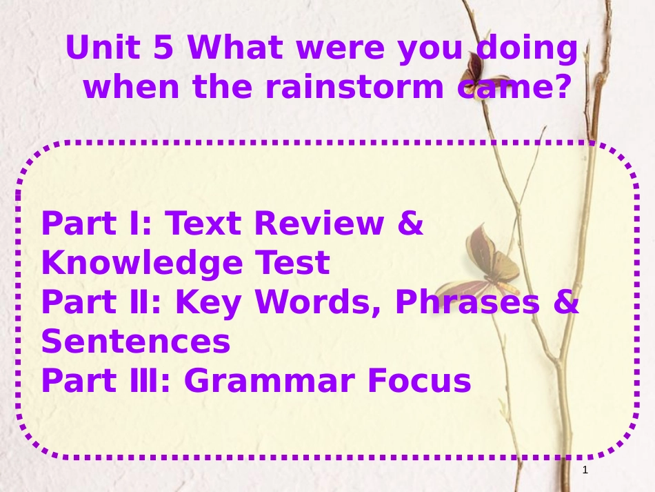 八年级英语下册 Unit 5 What were you doing when the rainstorm came教学课件 （新版）人教新目标版_第1页