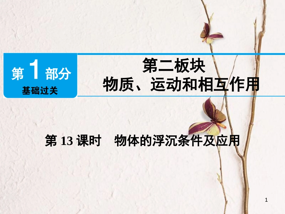 江西省2018届中考物理 第13课时 物体的浮沉条件及应用课件_第1页