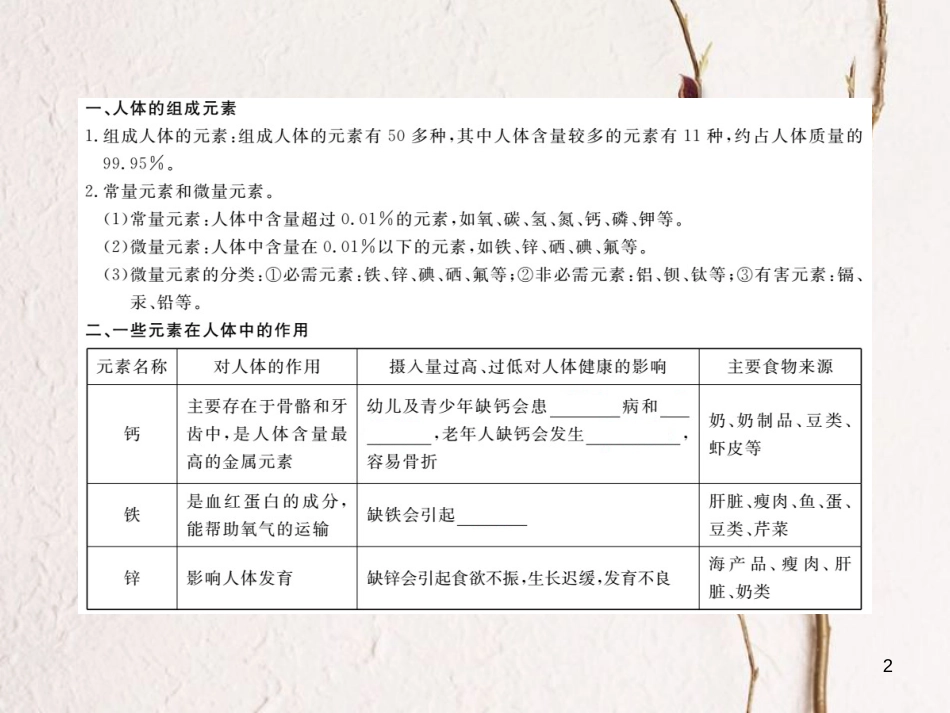 （通用）九年级化学下册 第12单元 化学与生活 课题2 化学元素与人体健康（小册子）课件 （新版）新人教版_第2页