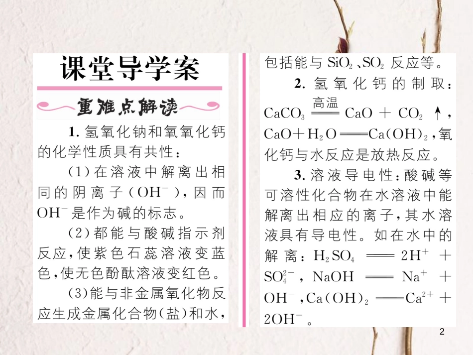 九年级化学下册 第10单元 酸和碱 课题1 常见的酸和碱（第4课时）碱的化学性质作业课件 （新版）新人教版_第2页