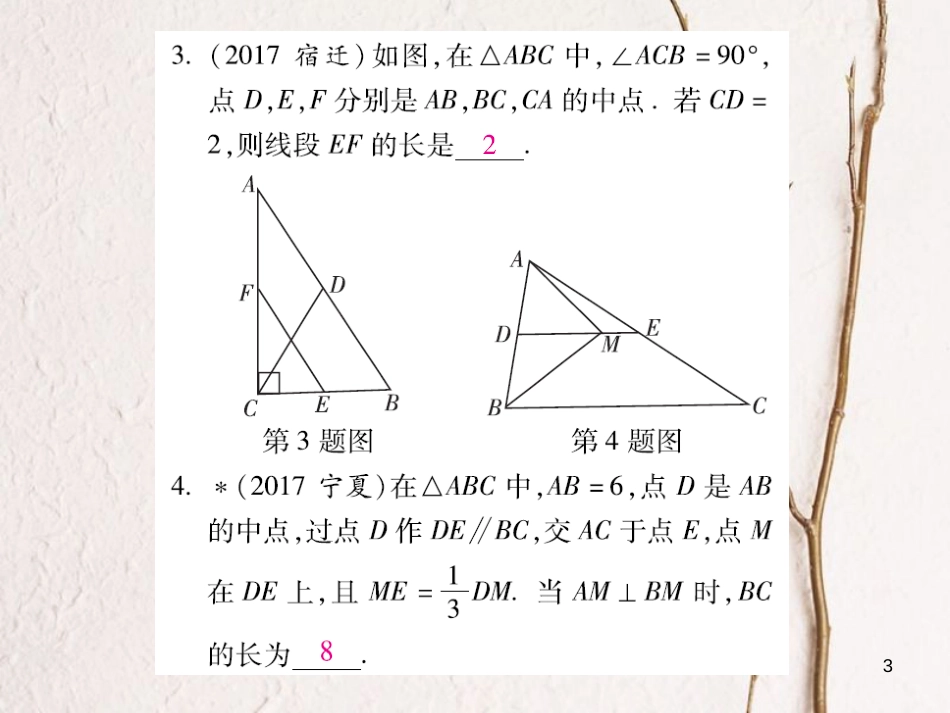 云南省中考数学总复习 第四章 三角形 4.2 三角形 直角三角形课件_第3页