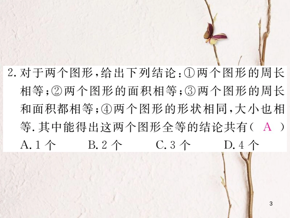 七年级数学下册 第四章 三角形 4.2 图形的全等练习课件 （新版）北师大版_第3页