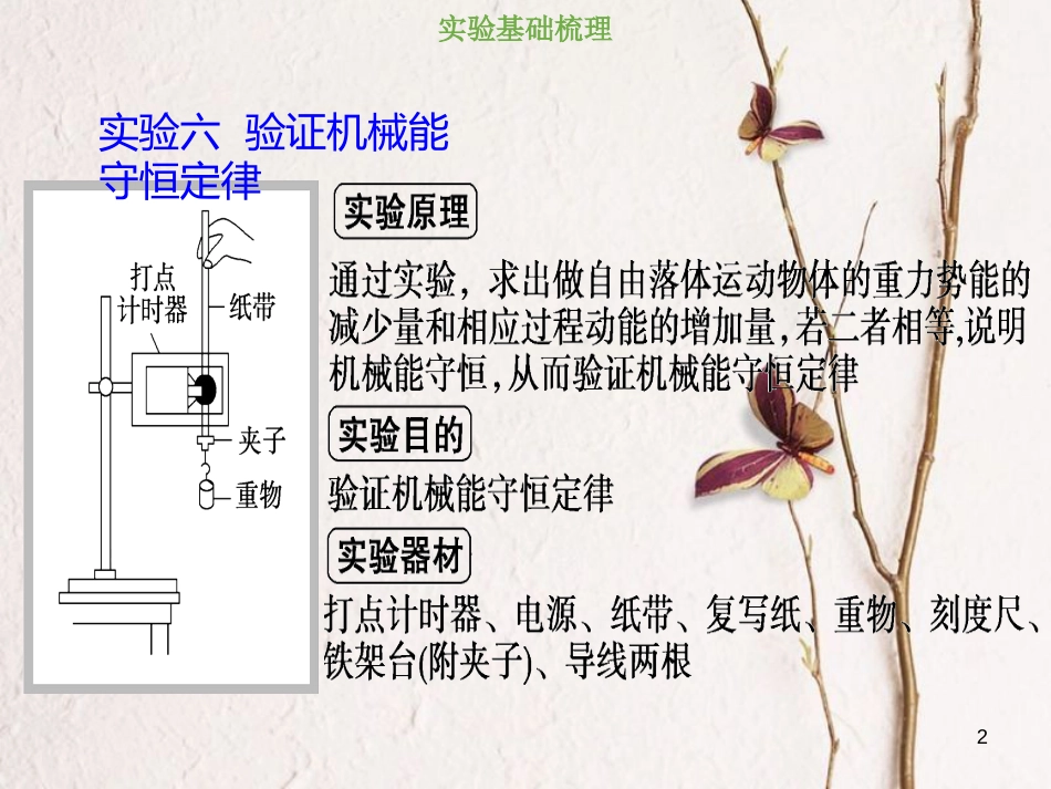 2019版高考物理总复习 第五章 机械能 5-5-2 实验六 验证机械能守恒定律课件(1)_第2页