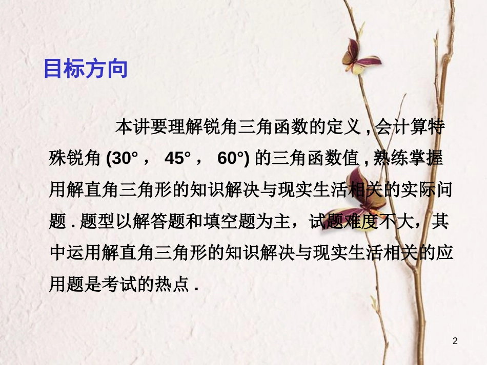 中考数学总复习 第一部分 基础篇 第四章 三角形 考点21 锐角三角函数及其应用课件_第2页