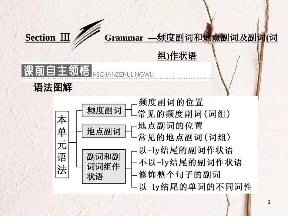 高中英语 Module 6 Films and TV ProgrammesSection Ⅲ Grammar 频度副词和地点副词及副词（词组）作状语课件 外研版必修2_第1页