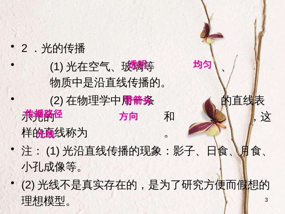 学年八年级物理全册 第四章 第一节 光的反射（第1课时 光的传播）课件 （新版）沪科版_第3页