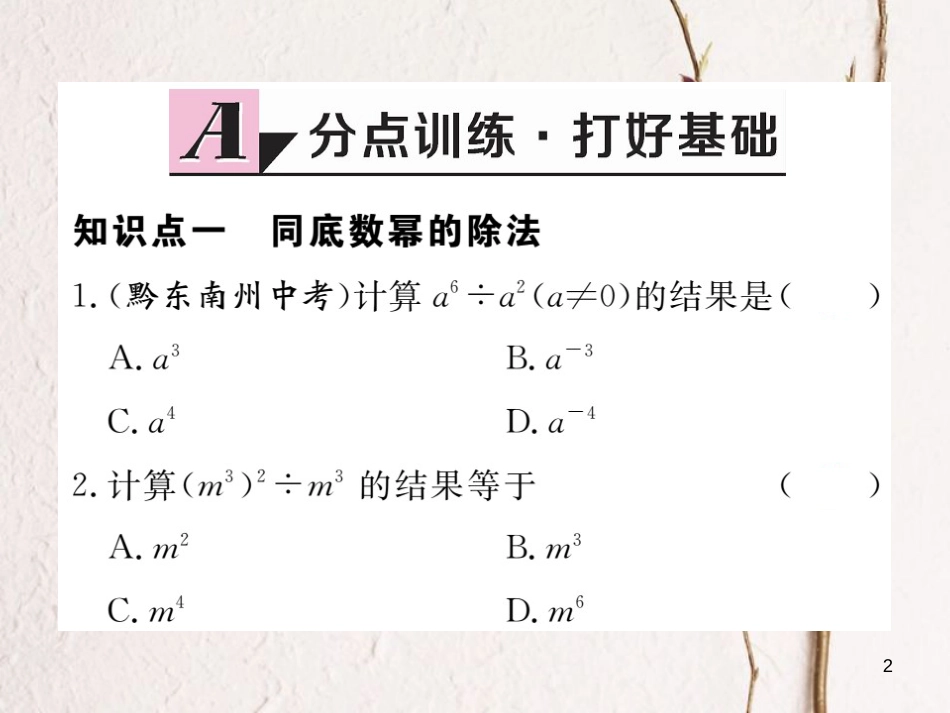 （贵州专用）八年级数学上册 14.1 整式的乘法 14.1.4 第3课时 整式的除法课件 （新版）新人教版_第2页