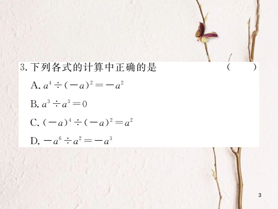 （贵州专用）八年级数学上册 14.1 整式的乘法 14.1.4 第3课时 整式的除法课件 （新版）新人教版_第3页