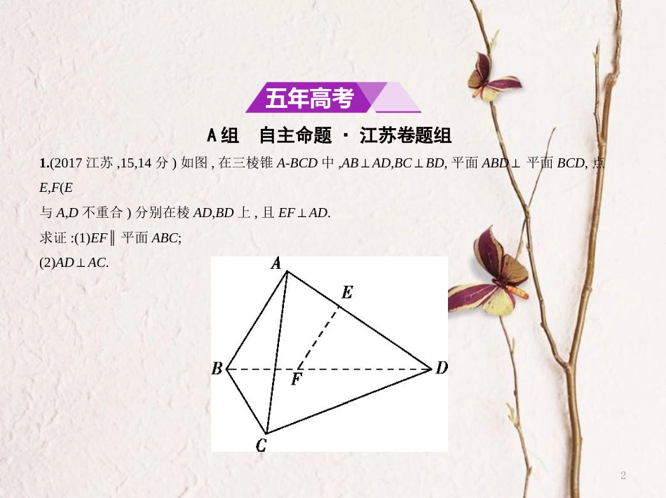 （江苏专用）高考数学一轮复习 第十四章 点、线、面之间的位置关系 14.3 垂直的判定与性质课件_第2页
