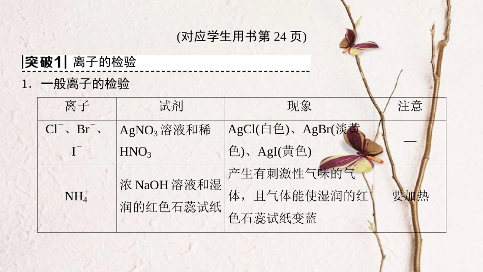 （全国通用）2019版高考化学一轮复习 第2章 化学物质及其变化 专项突破3 离子的检验与推断课件_第2页