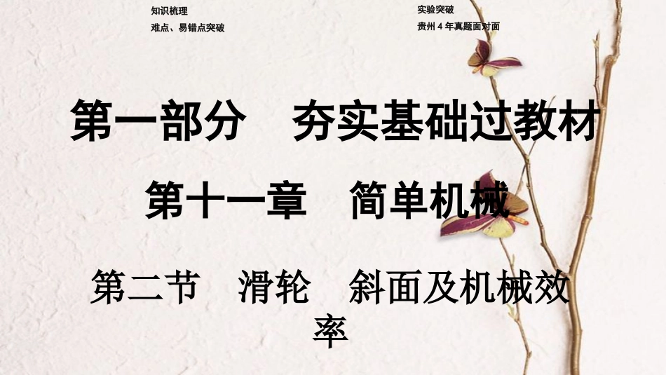 贵州省中考物理 第一部分 夯实基础过教材 第十一章 简单机械 第二节 滑轮 斜面及机械效率复习课件_第1页