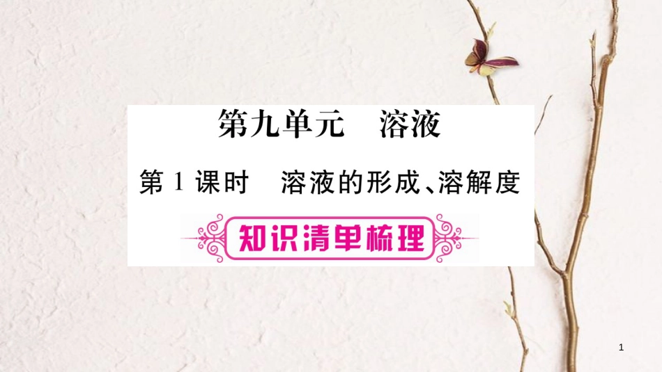 湖南省2018中考化学复习 第1部分 教材系统复习 第9单元 溶液课件_第1页