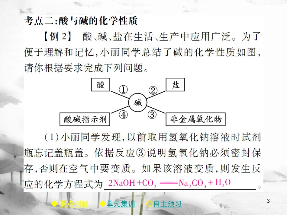 年春九年级化学下册 第十章 酸和碱单元小结课件 （新版）新人教版_第3页