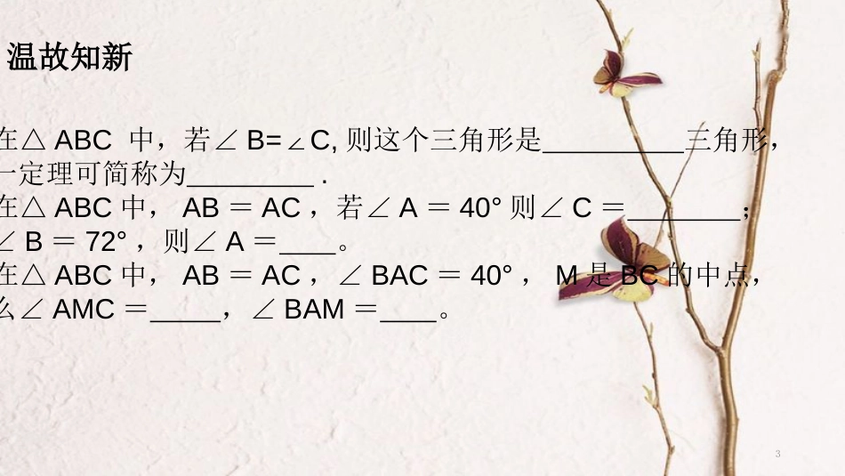 广东省河源市江东新区八年级数学下册 第一章 三角形的证明 1.1 等腰三角形 1.1.4 等腰三角形课件 （新版）北师大版_第3页