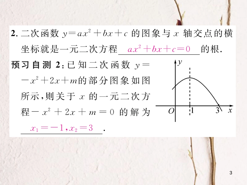 九年级数学下册 第二章 二次函数 2.5 二次函数与一元二次方程（1）作业课件 （新版）北师大版_第3页