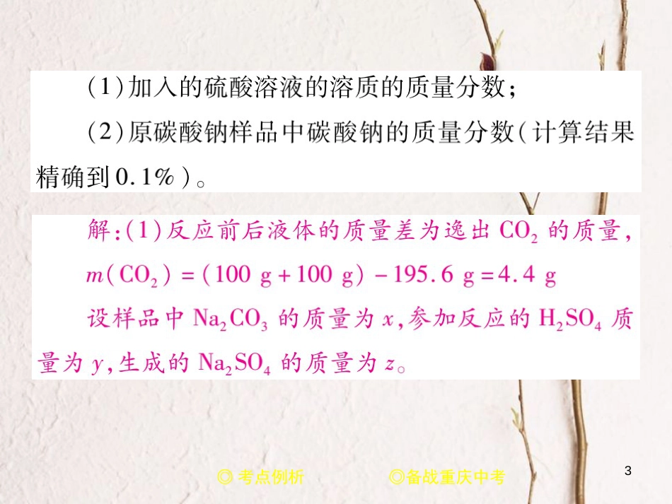 （重庆专版）中考化学总复习 第二篇 重点题型突破 第26讲 化学综合计算课件_第3页