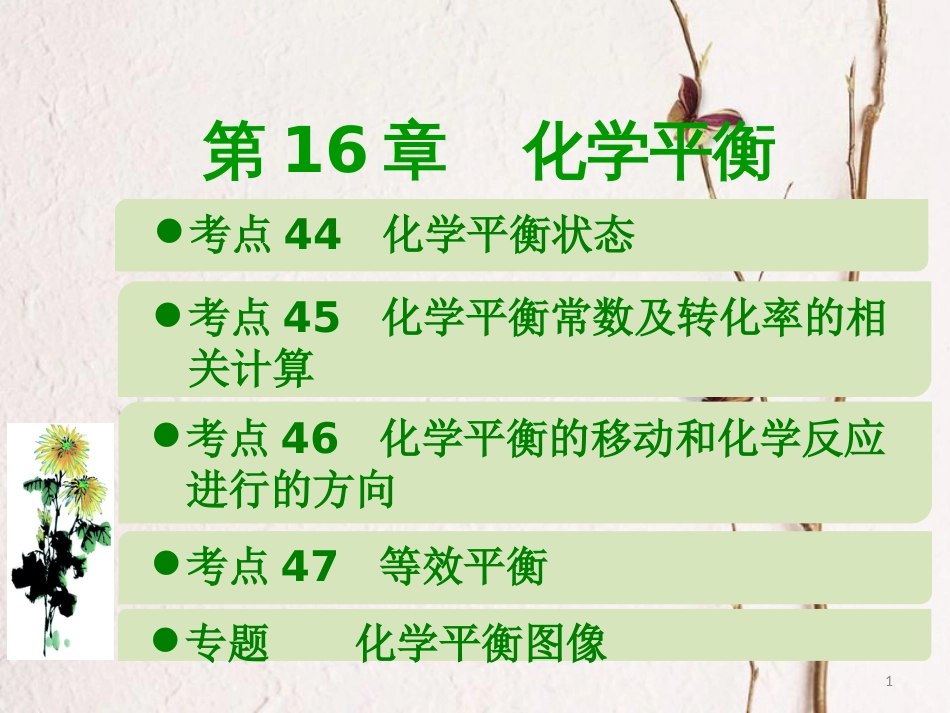 600分考点 700分考法（A版）2019版高考化学总复习 第16章 化学平衡课件_第1页