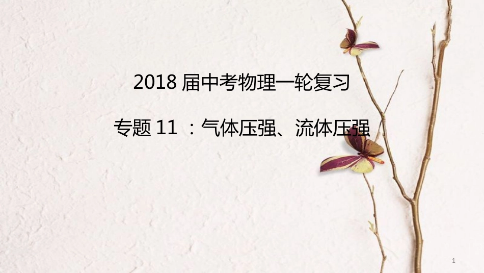 中考物理一轮复习 专题突破11 气体压强、流体压强课件 新人教版_第1页