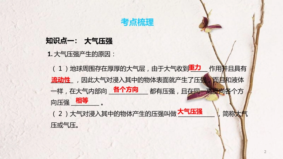 中考物理一轮复习 专题突破11 气体压强、流体压强课件 新人教版_第2页