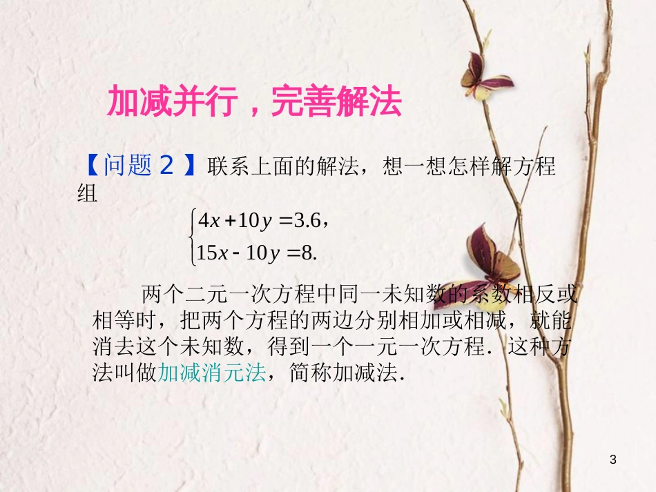 山东省诸城市桃林镇七年级数学下册 第8章 二元一次方程组 8.2 消元─解二元一次方程组（3）课件 （新版）新人教版_第3页