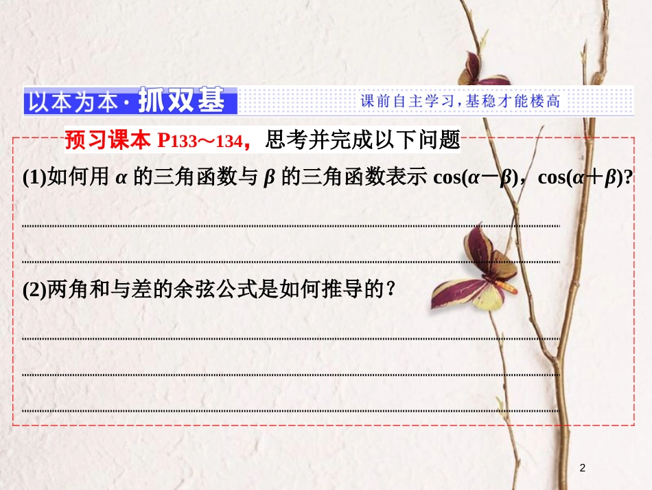 高中数学 第三章 三角恒等变换 3.1.1 两角和与差的余弦课件 新人教B版必修4_第2页