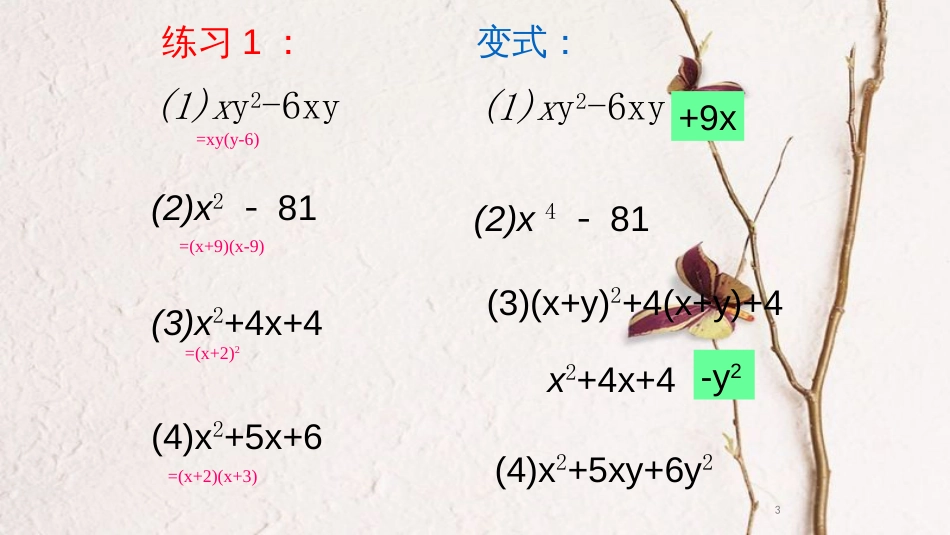 七年级数学下册 第四章 因式分解复习课件2 （新版）浙教版_第3页