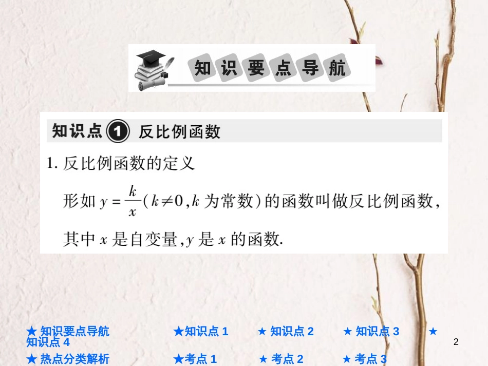 中考数学总复习 第一部分 基础知识复习 第3章 函数及其图象 第3讲 反比例函数课件_第2页