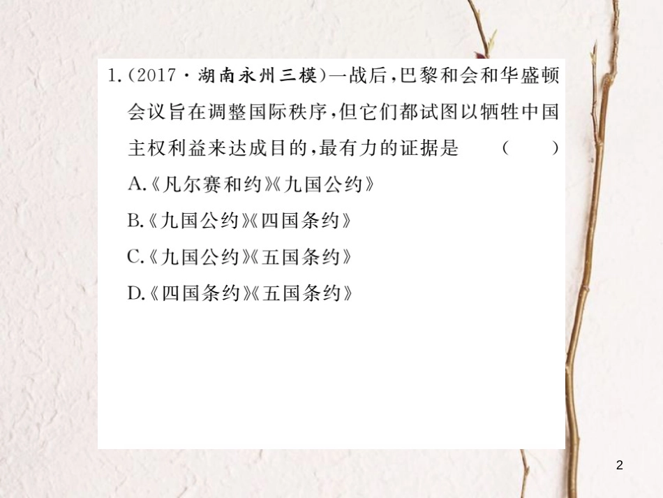 （安徽专版）2018年九年级历史下册 第二单元 凡尔赛—华盛顿体系下的世界小结同步测试课件 新人教版_第2页