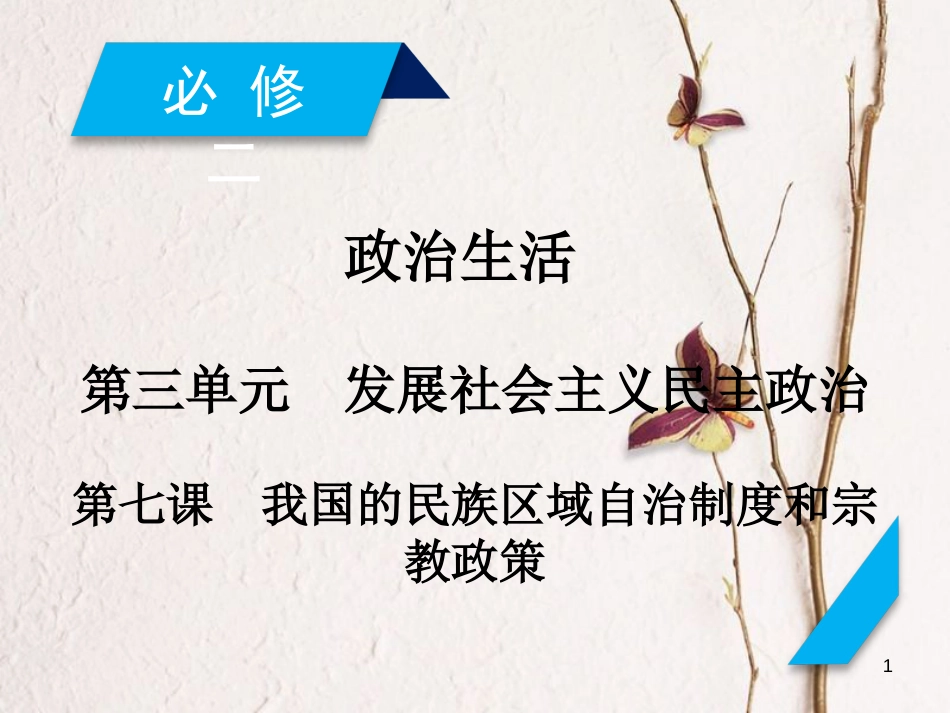 2019届高考政治一轮复习 第三单元 发展社会主义民主政治 第7课 我国的民族区域自治制度和宗教政策课件 新人教版必修2_第1页