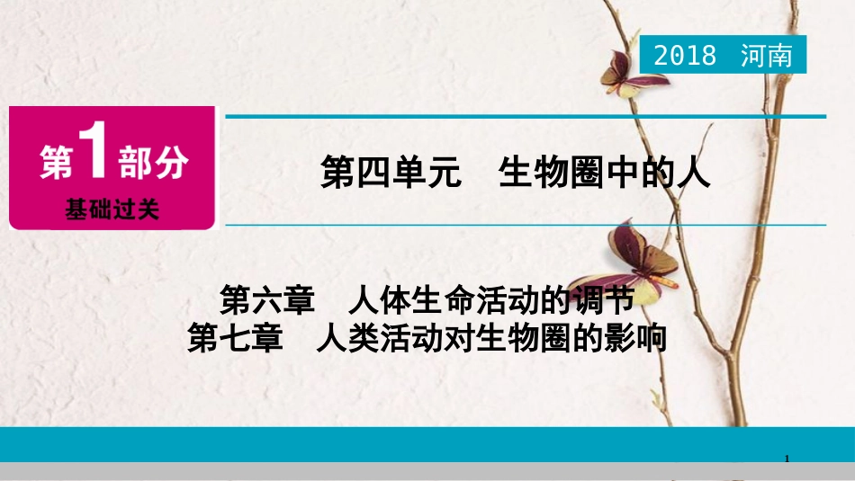 河南省2018年中考生物总复习 第1部分 第4单元 第6章 第7章 人体生命活动的调节、人类活动对生物圈的影响课件_第1页